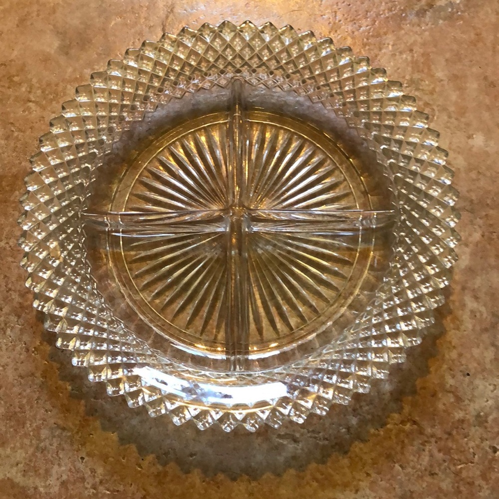 Antique Mid Century Depression Glass Saw Tooth "Miss America" 9"